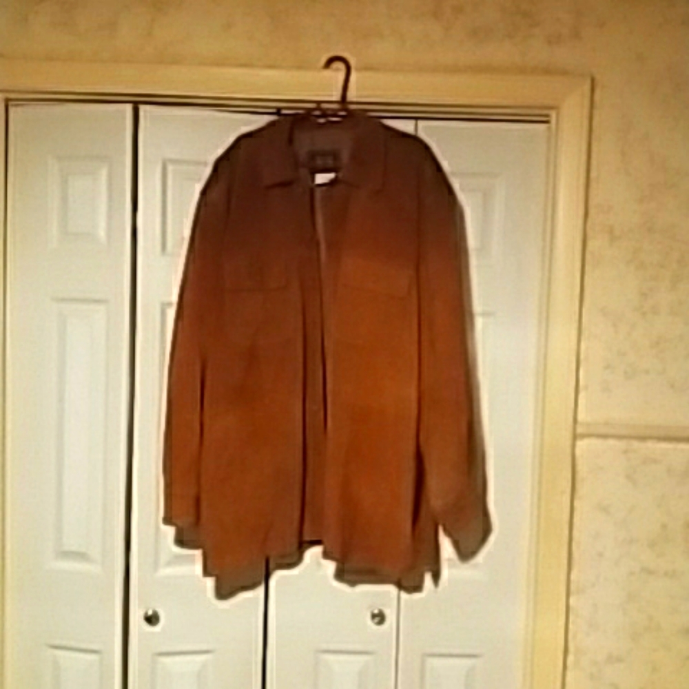 🎉🍾VINTAGE KS JACKET / SHIRT GENUINE LEATHER SIZE 3XLT BUTYON DWN